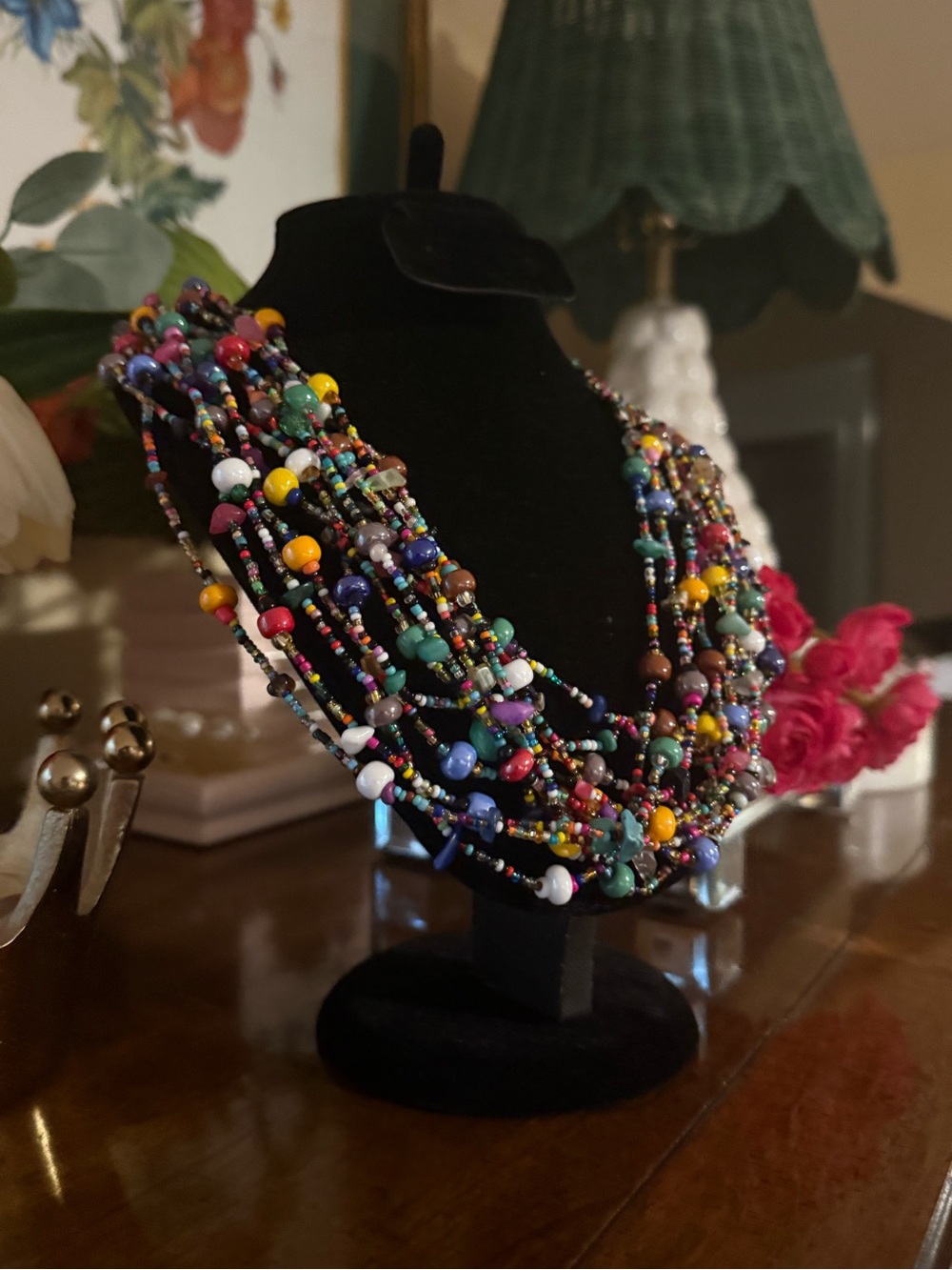 Handmade Guatemalan Beaded Statement Necklace - Layered Women’s Jewelry NWOT